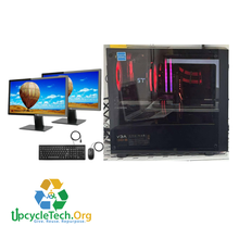 Load image into Gallery viewer, THERMALTAKE CUSTOM PC Refurbished GRADE A Dual Desktop PC Set (20-24" Monitor + Keyboard and Mouse Accessories): Intel I9-9900 @ 4.2 Ghz AMD RX 6600 8 GB 16GB SHARED| 32GB Ram| 512 GB SSD 1 TB HDD|WIN 11 PRO|Arise Work from Home Ready