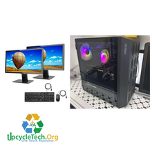 Load image into Gallery viewer, BLACK CUSTOM ANTEC GAMING Refurbished GRADE A Dual Desktop PC Set (20-24" Monitor + Keyboard and Mouse Accessories): Intel i5-10400 @ 3.4 Ghz NVIDIA 1080 8GB RGB BUILD| 16GB Ram| 256GB SSD 1 TB HDD|WIN 11 PRO|Arise Work from Home Ready