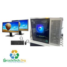 Load image into Gallery viewer, GREY CUSTOM GRATE PC Refurbished GRADE A Dual Desktop PC Set (20-24" Monitor + Keyboard and Mouse Accessories): Intel i5-10400 @ 3.4 Ghz NVIDIA 1070 8GB RGB BUILD| 16GB Ram| 256GB SSD 500GB HDD|WIN 11 PRO|Arise Work from Home Ready