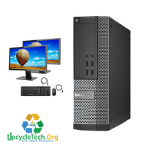 Load image into Gallery viewer, Dell Optiplex 7020 DT Refurbished GRADE A Dual Desktop PC Set (19-24" Monitor + Keyboard and Mouse Accessories): Intel i3-4310|8GB Ram|500GB HDD| Call Center Work from Home|School|Office