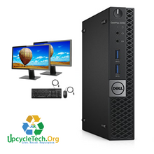 Load image into Gallery viewer, Dell Optiplex 3040 Micro Refurbished GRADE A Dual Desktop PC Set (19-24" Monitor + Keyboard and Mouse Accessories): Intel i5-6500T @ 3.4 Ghz|8GB Ram|500GB SSHD|Call Center Work from Home|School|Office