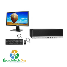 Load image into Gallery viewer, HP ELITEDESK 800 G4 SFF Refurbished GRADE B Single Desktop PC Set (20-24" Monitor + Keyboard and Mouse Accessories): Intel i5-8500 8GB| Ram 128 GB SSD|WIN 11|Arise Work from Home Ready