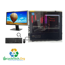 Load image into Gallery viewer, THERMALTAKE CUSTOM PC Refurbished GRADE A Single Desktop PC Set (20-24" Monitor + Keyboard and Mouse Accessories): Intel I9-9900 @ 4.2 Ghz AMD RX 6600 8 GB 16GB SHARED| 32GB Ram| 512 GB SSD 1 TB HDD |WIN 11 PRO|Arise Work from Home Ready