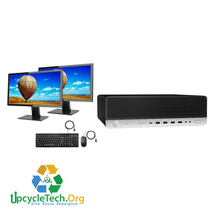 Load image into Gallery viewer, HP ELITEDESK 800 G4 SFF Refurbished GRADE B Dual Desktop PC Set (20-24&quot; Monitor + Keyboard and Mouse Accessories): Intel i5-8500 8GB| Ram 128 GB SSD|WIN 11|Arise Work from Home Ready
