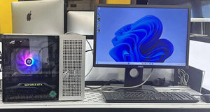GREY CUSTOM GRATE PC Refurbished GRADE A Single Desktop PC Set (20-24" Monitor + Keyboard and Mouse Accessories): Intel i5-10400 @ 3.4 Ghz NVIDIA 1070 8GB RGB BUILD| 16GB Ram| 256GB SSD 500GB HDD|WIN 11 PRO|Arise Work from Home Ready