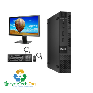 Dell Optiplex 9020 Micro Refurbished GRADE A Single Desktop PC Set (19-24" Monitor + Keyboard and Mouse Accessories): Intel i5-4590T| 8GB Ram| 250 GB SSD| Call Center Work from Home|School|Office