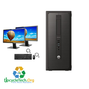 HP Elitedesk 800 G1 DT Refurbished GRADE A Dual Desktop PC Set (19-24" Monitor + Keyboard and Mouse Accessories):Intel i5-4590 @ 3.4 Ghz| 8GB Ram| 1TB HDD|Call Center Work from Home|School|Office