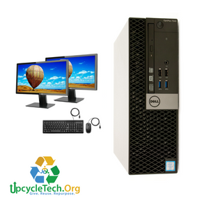 Dell Optiplex 7040  SFF Refurbished GRADE A Dual Desktop PC Set (19-24" Monitor + Keyboard and Mouse Accessories):  Intel i5- 6500 @3.4 GHz| 16gb Ram| 500GB HDD| Call Center Work from Home|School|Office