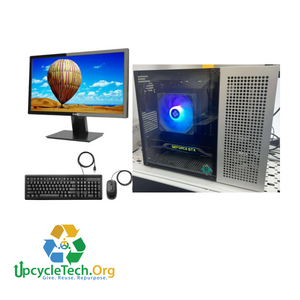GREY CUSTOM GRATE PC Refurbished GRADE A Single Desktop PC Set (20-24" Monitor + Keyboard and Mouse Accessories): Intel i5-10400 @ 3.4 Ghz NVIDIA 1070 8GB RGB BUILD| 16GB Ram| 256GB SSD 500GB HDD|WIN 11 PRO|Arise Work from Home Ready