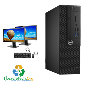 Dell Optiplex 3050 DT Refurbished GRADE A Dual Desktop PC Set (19-22" Monitor + Keyboard and Mouse Accessories):  Intel i5-7500| 8GB| 128 GB SSD |Arise Work from Home Ready