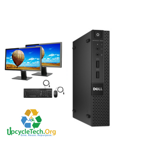 Dell Optiplex 9020 Micro Refurbished GRADE A Dual Desktop PC Set (19-24" Monitor + Keyboard and Mouse Accessories):Intel i7-4785T| 8GB Ram| 500 GB SSHD|Call Center Work from Home|School|Office