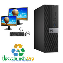 Load image into Gallery viewer, Dell Optiplex 3040 SFF Refurbished GRADE A Dual Desktop PC Set (19-24&quot; Monitor + Keyboard and Mouse Accessories): Intel i5-6500 @ 3.4 Ghz|8GB Ram|256 GB SSD|Call Center Work from Home|School|Office
