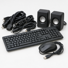 Load image into Gallery viewer, Cables, mouse, keyboard and speakers for recycling

