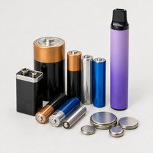 Load image into Gallery viewer, Assorted batteries and e-vape for recycling
