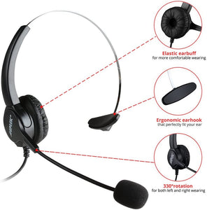 AGPtek Handsfree - Call Center Dialpad Headset - Black|Rose Red