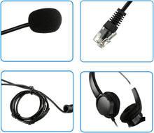 Load image into Gallery viewer, AGPTEK Hands-Free Call Center Noise Cancelling Corded Binaural Headset Headphone with 4-Pin RJ9 Crystal Head and Mic Microphone
