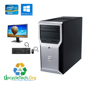 Dell Precision T1600 Refurbished Single Desktop PC Set (19-24" Monitor + Keyboard and Mouse Accessories): Xeon 1333|8GB RAM|500GB HDD|Call Center Work from Home|School|Office