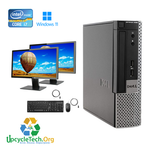 Dell Optiplex 9020 SFF Refurbished Dual Desktop PC Set (19-24" Monitor + Keyboard and Mouse Accessories): Intel i5-2500 @ 3.2GHz|8GB RAM|500GB HDD| Call Center Work from Home|School|Office